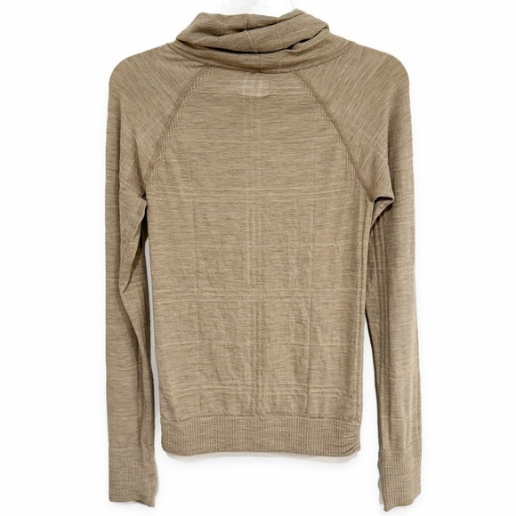 Athleta | Lightweight Cowl Neck Top Wool Spandex Tan Size Medium - Picture 3 of 5